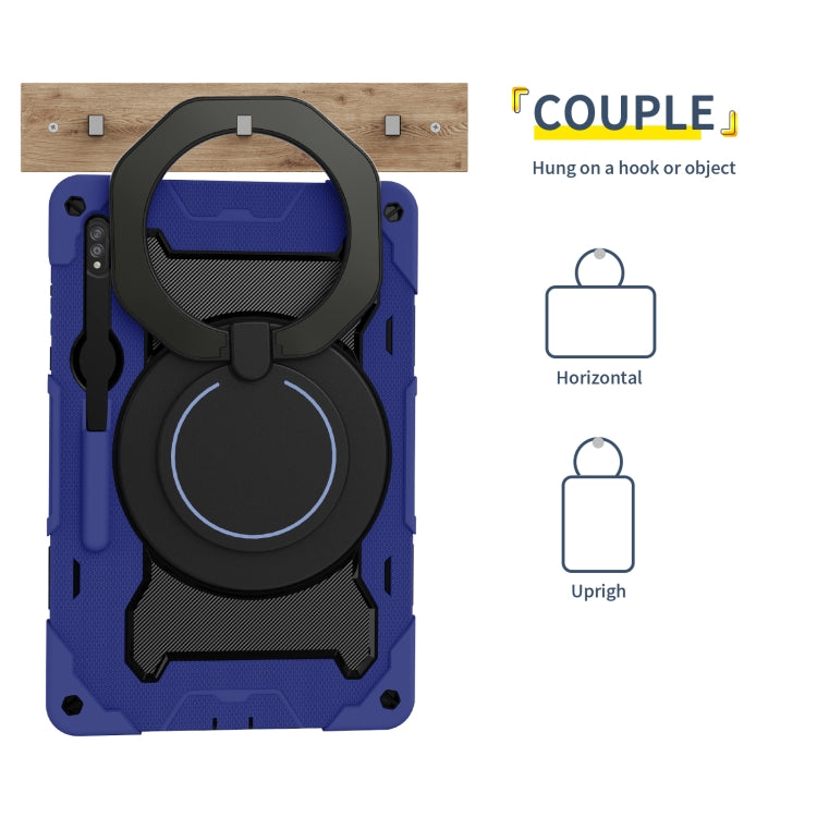 For Samsung Galaxy Tab S9 Ultra Armor Portable Rotating Ring Holder Silicone Tablet Case(Navy Blue) - Galaxy Tab S9 Ultra Cases by PMC Jewellery | Online Shopping South Africa | PMC Jewellery | Buy Now Pay Later Mobicred