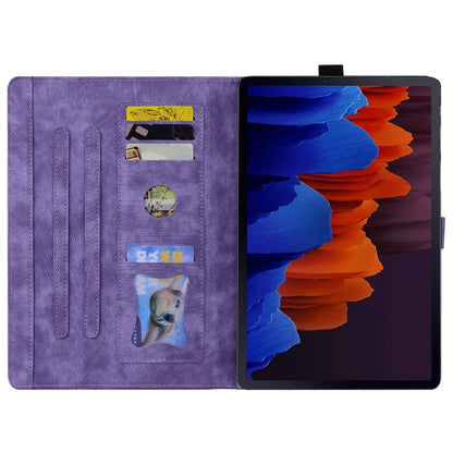 For Samsung Galaxy Tab S9 /S8 /S7 Cartoon Sakura Cat Embossed Smart Leather Tablet Case(Purple) - Galaxy Tab S9 Cases by PMC Jewellery | Online Shopping South Africa | PMC Jewellery | Buy Now Pay Later Mobicred