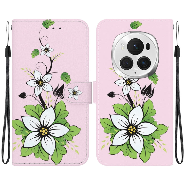 For Honor Magic6 Pro Crystal Texture Colored Drawing Leather Phone Case(Lily) - Honor Cases by PMC Jewellery | Online Shopping South Africa | PMC Jewellery | Buy Now Pay Later Mobicred