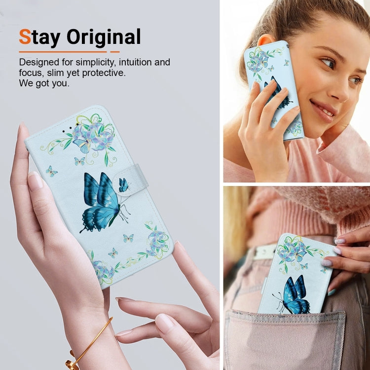 For Honor Magic6 Pro Crystal Texture Colored Drawing Leather Phone Case(Blue Pansies) - Honor Cases by PMC Jewellery | Online Shopping South Africa | PMC Jewellery | Buy Now Pay Later Mobicred