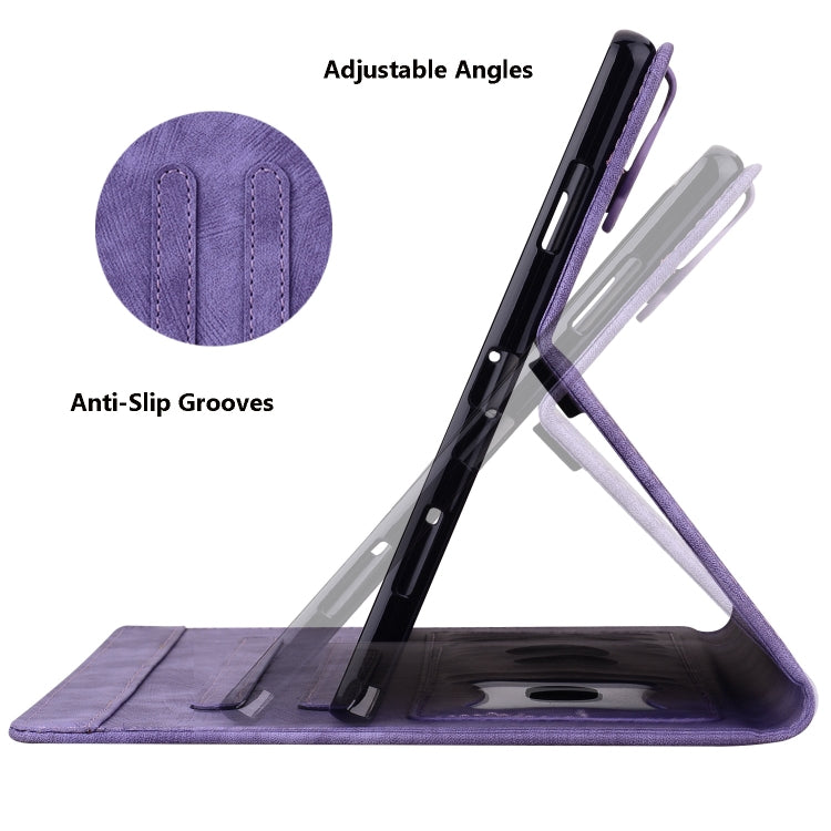 For Lenovo Tab P11 TB-J606F Cartoon Sakura Cat Embossed Leather Tablet Case(Purple) - Lenovo by PMC TechLife | Online Shopping South Africa | PMC TechLife | Buy Now Pay Later Mobicred