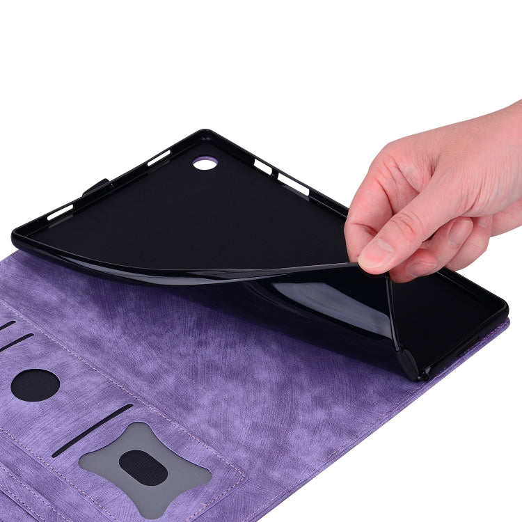 For Lenovo Tab M11 / Xiaoxin Pad 11 2024 Cartoon Sakura Cat Embossed Leather Tablet Case(Purple) - Lenovo by PMC TechLife | Online Shopping South Africa | PMC TechLife | Buy Now Pay Later Mobicred
