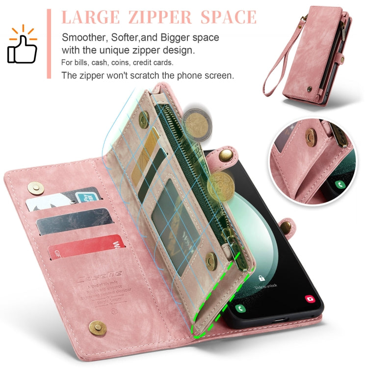 For Samsung Galaxy S23 FE CaseMe 008 Multifunctional Zipper Wallet Leather Phone Case with Lanyard(Pink) - free shipping - PMC Jewellery - Order now!