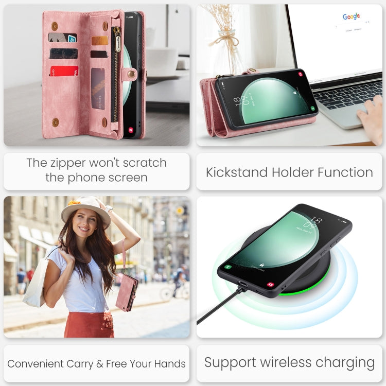 For Samsung Galaxy S23 FE CaseMe 008 Multifunctional Zipper Wallet Leather Phone Case with Lanyard(Pink) - free shipping - PMC Jewellery - Order now!