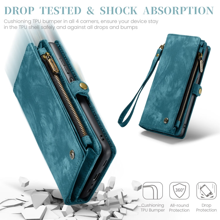 For Samsung Galaxy A25 4G CaseMe 008 Multifunctional Zipper Wallet Leather Phone Case with Lanyard(Blue) - Galaxy Phone Cases by CaseMe | Online Shopping South Africa | PMC Jewellery | Buy Now Pay Later Mobicred