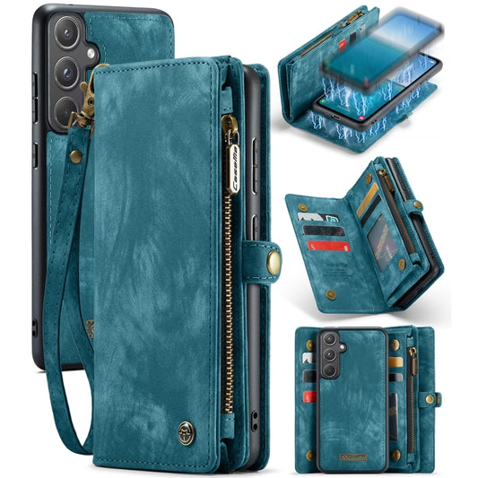 For Samsung Galaxy A55 5G CaseMe 008 Multifunctional Zipper Wallet Leather Phone Case with Lanyard(Blue) - Galaxy Phone Cases by CaseMe | Online Shopping South Africa | PMC Jewellery | Buy Now Pay Later Mobicred