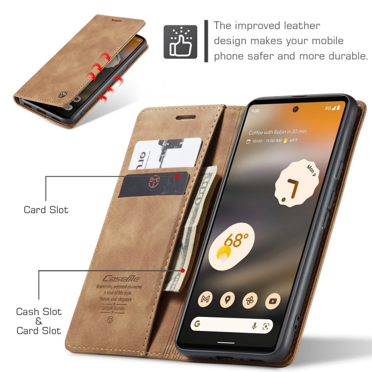 For Google Pixel 6A CaseMe 013 Multifunctional Horizontal Flip Leather Phone Case(Brown) - Google Cases by CaseMe | Online Shopping South Africa | PMC Jewellery | Buy Now Pay Later Mobicred