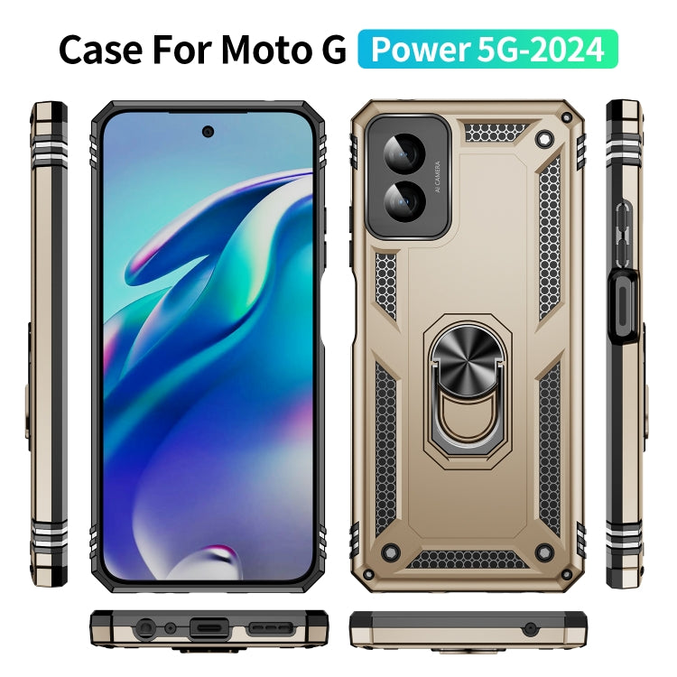 For Motorola Moto G Power 5G 2024 Shockproof TPU + PC Phone Case with Holder(Gold) - Motorola Cases by PMC Jewellery | Online Shopping South Africa | PMC Jewellery | Buy Now Pay Later Mobicred