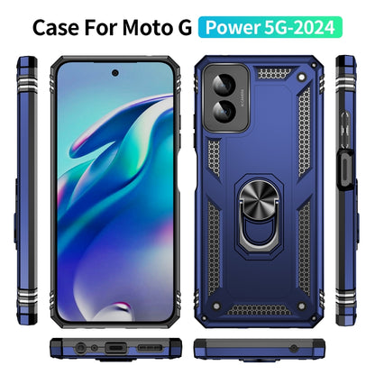 For Motorola Moto G Power 5G 2024 Shockproof TPU + PC Phone Case with Holder(Blue) - Motorola Cases by PMC Jewellery | Online Shopping South Africa | PMC Jewellery | Buy Now Pay Later Mobicred