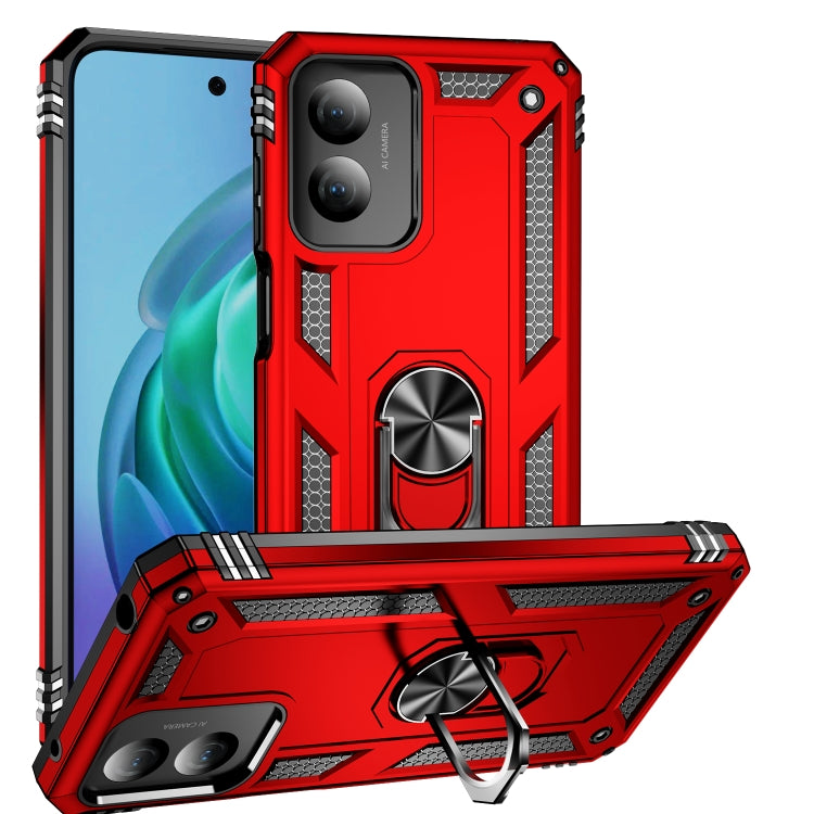 For Motorola Moto G Play 4G 2024 Shockproof TPU + PC Phone Case with Holder(Red) - Motorola Cases by PMC Jewellery | Online Shopping South Africa | PMC Jewellery | Buy Now Pay Later Mobicred