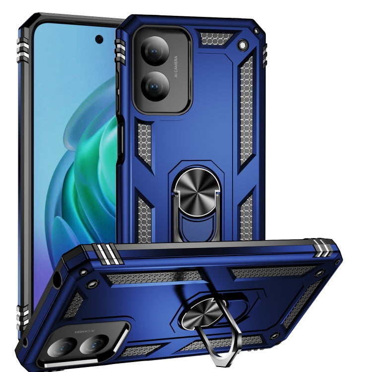 For Motorola Moto G Play 4G 2024 Shockproof TPU + PC Phone Case with Holder(Blue) - Motorola Cases by PMC Jewellery | Online Shopping South Africa | PMC Jewellery | Buy Now Pay Later Mobicred