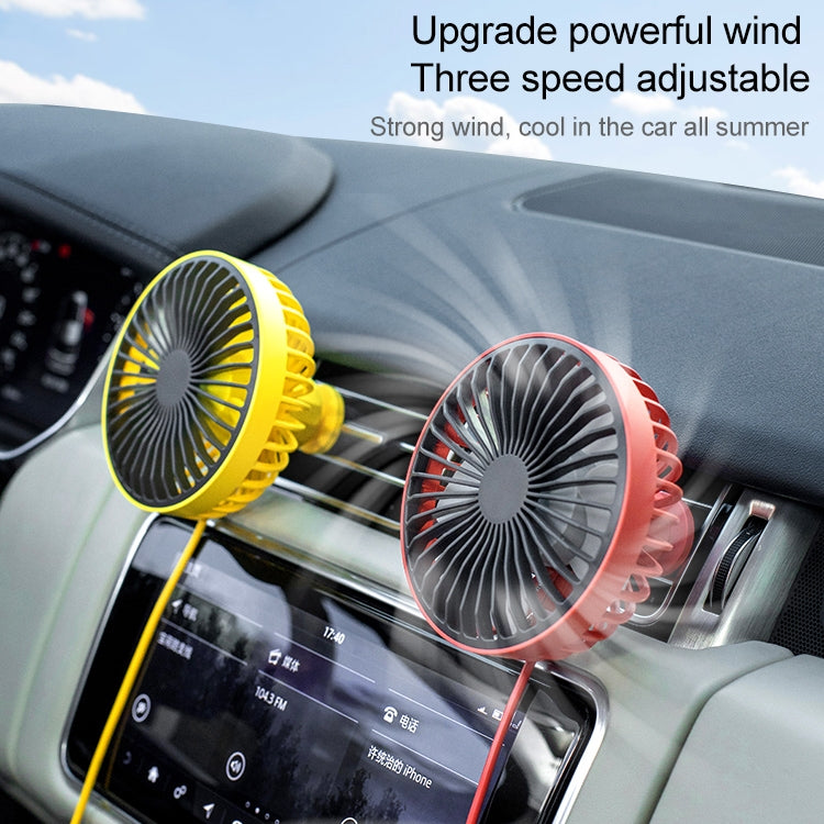 F829 Portable Car Air Outlet Electric Cooling Fan with LED Light(Yellow) - Heating & Fans by PMC Jewellery | Online Shopping South Africa | PMC Jewellery | Buy Now Pay Later Mobicred