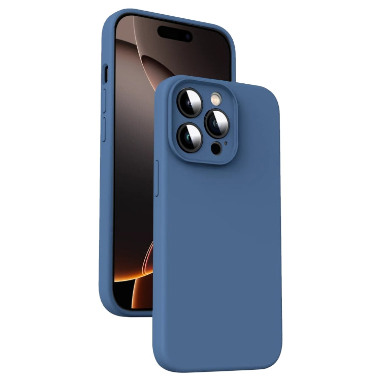 For iPhone 16 Pro Microfiber Liquid Silicone Shockproof Phone Case(Blue) - iPhone 16 Pro Cases by PMC Jewellery | Online Shopping South Africa | PMC Jewellery | Buy Now Pay Later Mobicred