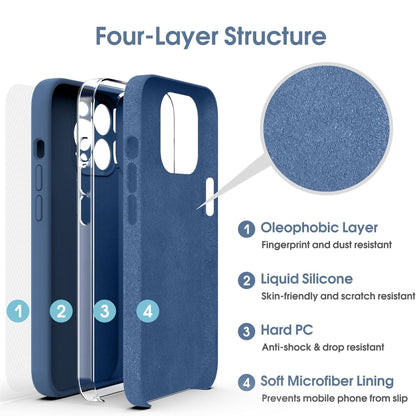 For iPhone 16 Microfiber Liquid Silicone Shockproof Phone Case(Blue) - iPhone 16 Cases by PMC Jewellery | Online Shopping South Africa | PMC Jewellery | Buy Now Pay Later Mobicred