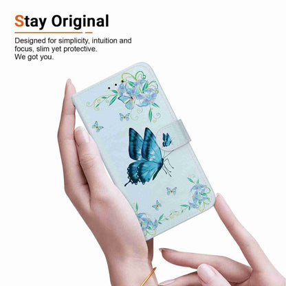 For OPPO A38 4G / A18 Crystal Texture Colored Drawing Leather Phone Case(Blue Pansies) - A38 Cases by PMC Jewellery | Online Shopping South Africa | PMC Jewellery | Buy Now Pay Later Mobicred
