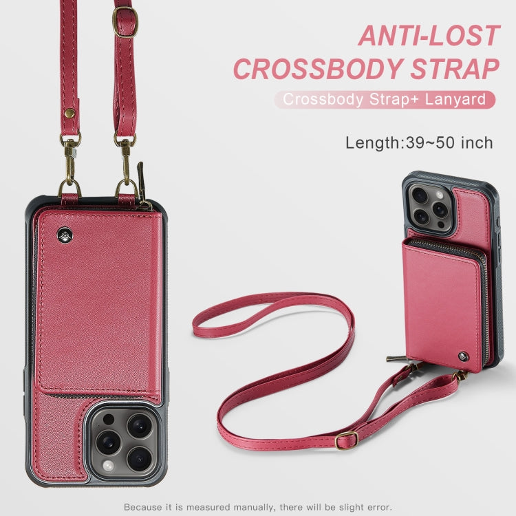 For iPhone 16 Pro JEEHOOD C22 Series Zipper Wallet Leather Phone Case with Dual Lanyard(Red) - iPhone 16 Pro Cases by JEEHOOD | Online Shopping South Africa | PMC Jewellery | Buy Now Pay Later Mobicred