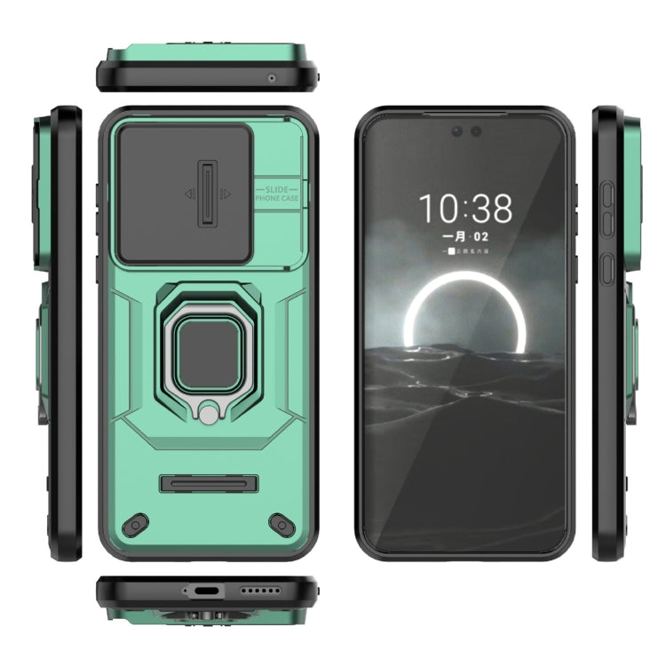 For Huawei Pura 70 Sliding Camshield TPU + PC Shockproof Phone Case with Holder(Green) - Huawei Cases by PMC Jewellery | Online Shopping South Africa | PMC Jewellery | Buy Now Pay Later Mobicred