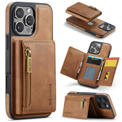 For iPhone 16 Pro Max DG.MING M5 Series Zip RFID Multi Card Detachable Leather Phone Case(Brown) - iPhone 16 Pro Max Cases by DG.MING | Online Shopping South Africa | PMC Jewellery | Buy Now Pay Later Mobicred