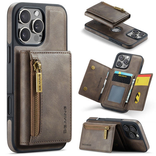 For iPhone 16 Pro Max DG.MING M5 Series Zip RFID Multi Card Detachable Leather Phone Case(Coffee) - iPhone 16 Pro Max Cases by DG.MING | Online Shopping South Africa | PMC Jewellery | Buy Now Pay Later Mobicred