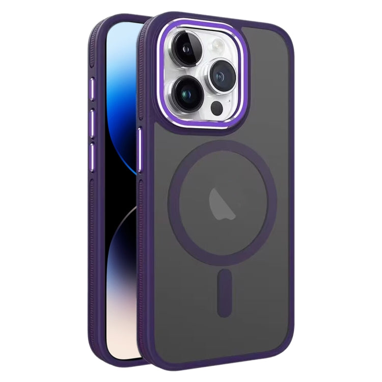 For iPhone 14 Pro Max Two-color Frosted MagSafe Magnetic Phone Case(Purple) - iPhone 14 Pro Max Cases by PMC Jewellery | Online Shopping South Africa | PMC Jewellery