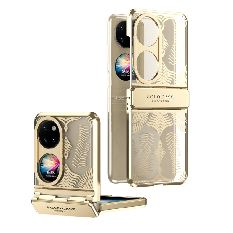 For Huawei P50 Pocket Angel Wings Electroplated Frosted Phone Case(Gold) - Huawei Cases by PMC TechLife | Online Shopping South Africa | PMC TechLife | Buy Now Pay Later Mobicred