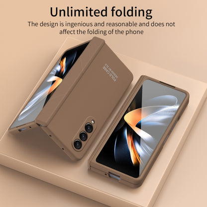 For Samsung Galaxy Z Fold4 5G Extraordinary Series Hinged Folding Full Phone Case with Pen Slot & Stylus(Coffee) - Galaxy Z Fold4 5G Cases by PMC Jewellery | Online Shopping South Africa | PMC Jewellery