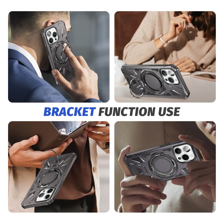 For iPhone 14 Pro MagSafe Magnetic Shockproof Phone Case with Ring Holder(Dark Grey) - iPhone 14 Pro Cases by PMC Jewellery | Online Shopping South Africa | PMC Jewellery