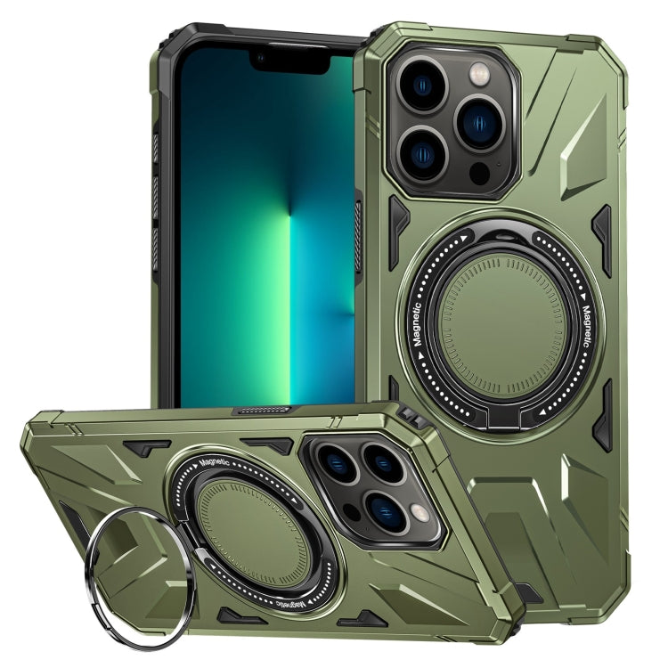 For iPhone 13 Pro Max MagSafe Magnetic Shockproof Phone Case with Ring Holder(Dark Green) - iPhone 13 Pro Max Cases by PMC Jewellery | Online Shopping South Africa | PMC Jewellery