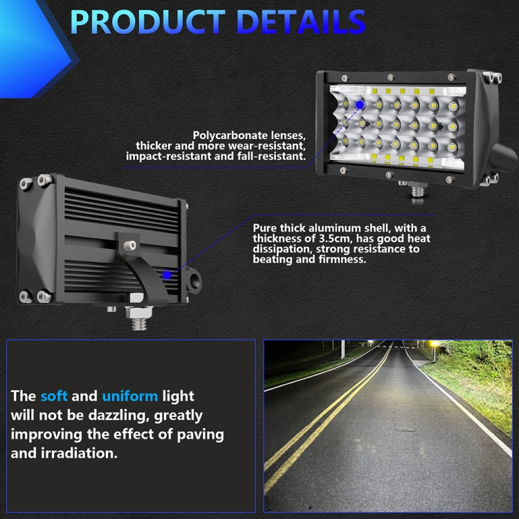 E9 17W 1 Pair 5 inch IP67 Waterproof Ultra-thin 5-Row Work Lights(White Light) - Work Lights by PMC Jewellery | Online Shopping South Africa | PMC Jewellery | Buy Now Pay Later Mobicred