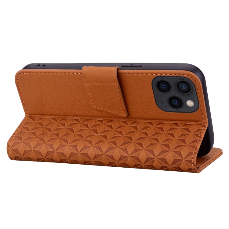 For iPhone 16 Pro Business Diamond Buckle Leather Phone Case with Lanyard(Brown) - iPhone 16 Pro Cases by PMC Jewellery | Online Shopping South Africa | PMC Jewellery | Buy Now Pay Later Mobicred