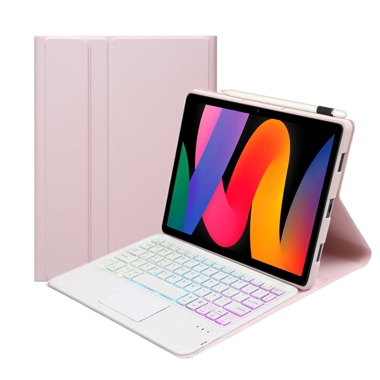 For Xiaomi Redmi Pad SE 11 inch A0N9-AS Lambskin Texture Ultra-thin Detachable Backlight Bluetooth Keyboard Leather Case with Touchpad(Pink) - Others Keyboard by PMC TechLife | Online Shopping South Africa | PMC TechLife