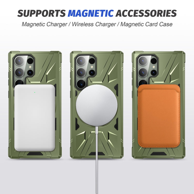 For Samsung Galaxy S23+ 5G MagSafe Magnetic Shockproof Phone Case with Ring Holder(Dark Green) - Galaxy S23+ 5G Cases by PMC Jewellery | Online Shopping South Africa | PMC Jewellery