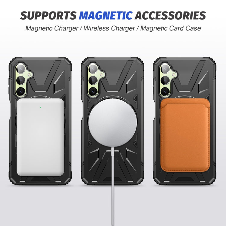 For Samsung Galaxy A24 4G/A25 5G MagSafe Magnetic Shockproof Phone Case with Ring Holder(Black) - Galaxy Phone Cases by PMC Jewellery | Online Shopping South Africa | PMC Jewellery