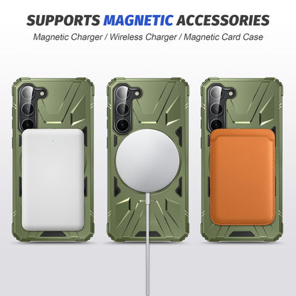 For Samsung Galaxy S24 5G MagSafe Magnetic Shockproof Phone Case with Ring Holder(Dark Green) - Galaxy S24 5G Cases by PMC Jewellery | Online Shopping South Africa | PMC Jewellery