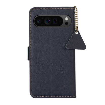 For Google Pixel 9 Pro Side-Magnetic TJ Genuine Leather RFID Phone Case(Blue) - Google Cases by PMC Jewellery | Online Shopping South Africa | PMC Jewellery | Buy Now Pay Later Mobicred