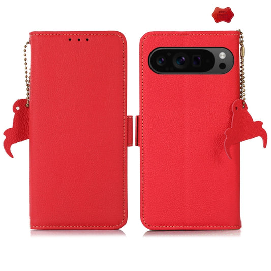 For Google Pixel 9 Pro Side-Magnetic TJ Genuine Leather RFID Phone Case(Red) - Google Cases by PMC Jewellery | Online Shopping South Africa | PMC Jewellery | Buy Now Pay Later Mobicred