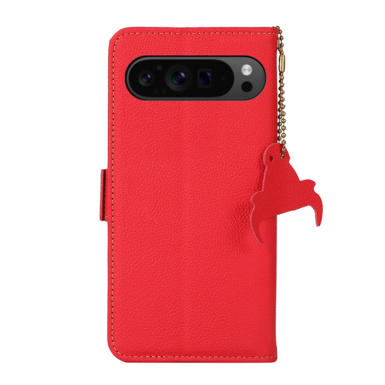 For Google Pixel 9 Pro Side-Magnetic TJ Genuine Leather RFID Phone Case(Red) - Google Cases by PMC Jewellery | Online Shopping South Africa | PMC Jewellery | Buy Now Pay Later Mobicred