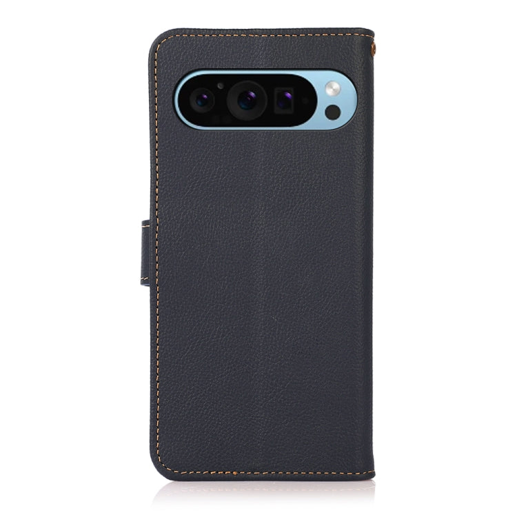 For Google Pixel 9 KHAZNEH Custer Genuine Leather RFID Phone Case(Blue) - Google Cases by PMC Jewellery | Online Shopping South Africa | PMC Jewellery | Buy Now Pay Later Mobicred