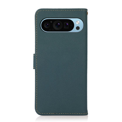 For Google Pixel 9 KHAZNEH Custer Genuine Leather RFID Phone Case(Green) - Google Cases by PMC Jewellery | Online Shopping South Africa | PMC Jewellery | Buy Now Pay Later Mobicred