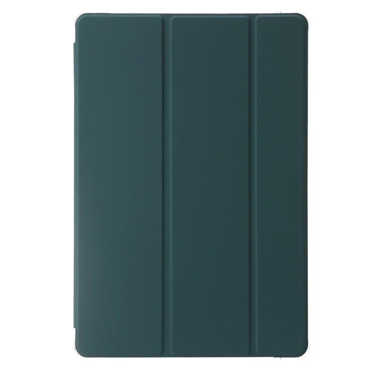 For Samsung Galaxy Tab S9 3-Fold Clear Acrylic Leather Tablet Case(Deep Green) - Galaxy Tab S9 Cases by PMC Jewellery | Online Shopping South Africa | PMC Jewellery | Buy Now Pay Later Mobicred