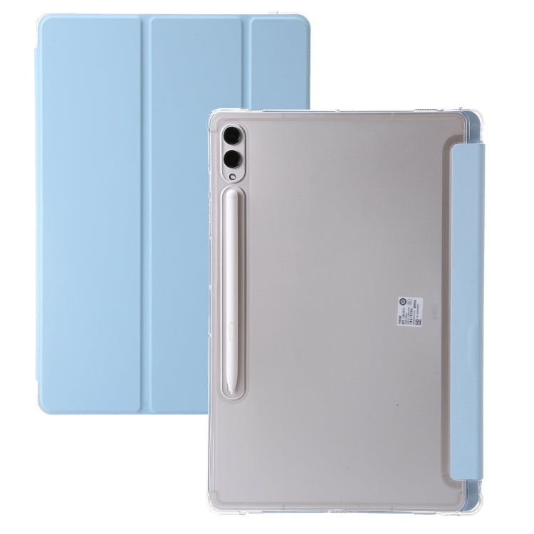 For Samsung Galaxy Tab S9 3-Fold Clear Acrylic Leather Tablet Case(Ice Blue) - Galaxy Tab S9 Cases by PMC Jewellery | Online Shopping South Africa | PMC Jewellery | Buy Now Pay Later Mobicred