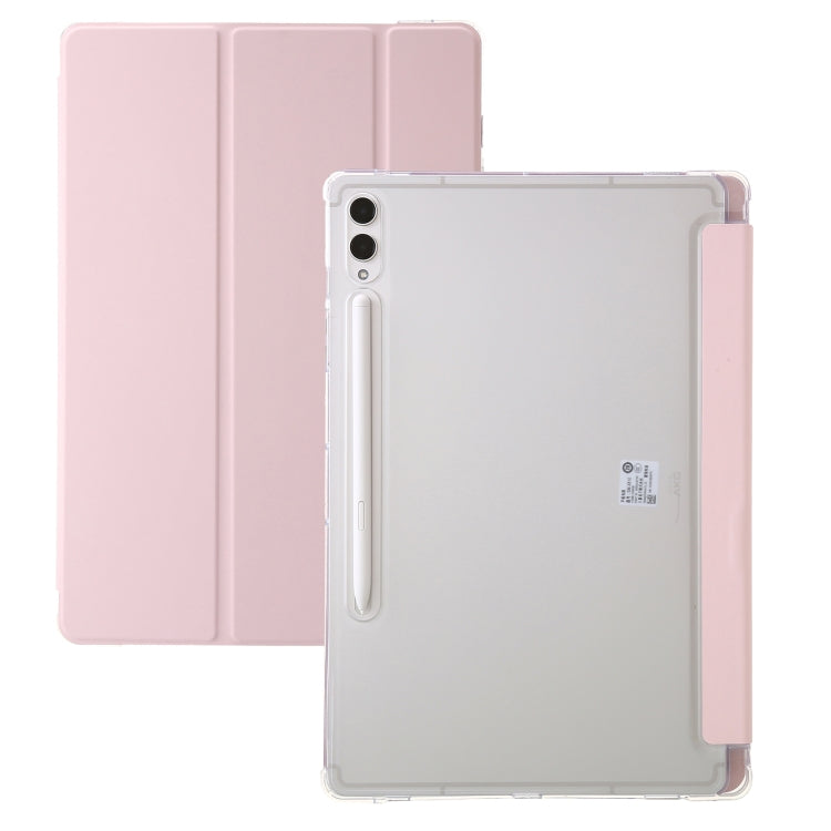 For Samsung Galaxy Tab S9 3-Fold Clear Acrylic Leather Tablet Case(Pink) - Galaxy Tab S9 Cases by PMC Jewellery | Online Shopping South Africa | PMC Jewellery | Buy Now Pay Later Mobicred