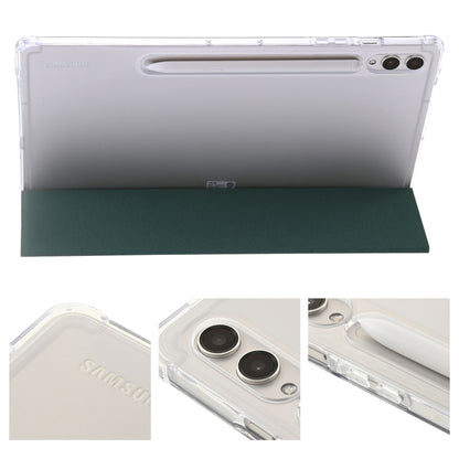 For Samsung Galaxy Tab S9+ 3-Fold Clear Acrylic Leather Tablet Case(Deep Green) - Galaxy Tab S9+ Cases by PMC Jewellery | Online Shopping South Africa | PMC Jewellery | Buy Now Pay Later Mobicred