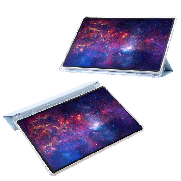 For Samsung Galaxy Tab S9 Ultra/S8 Ultra 3-Fold Clear Acrylic Leather Tablet Case(Ice Blue) - Galaxy Tab S9 Ultra Cases by PMC TechLife | Online Shopping South Africa | PMC TechLife