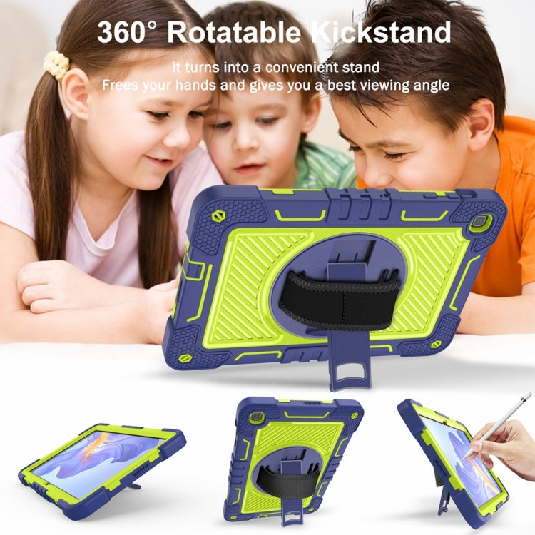 For Honor Pad X8 360 Degree Rotation PC Contrast Silicone Tablet Case(Navy Blue + Yellow Green) - Honor by PMC TechLife | Online Shopping South Africa | PMC TechLife | Buy Now Pay Later Mobicred