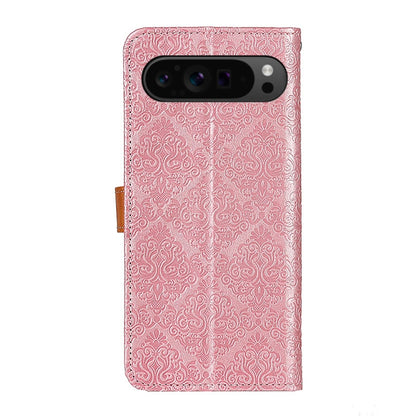 For Google Pixel 9 Pro European Floral Embossed Leather Phone Case(Pink) - Google Cases by PMC Jewellery | Online Shopping South Africa | PMC Jewellery | Buy Now Pay Later Mobicred