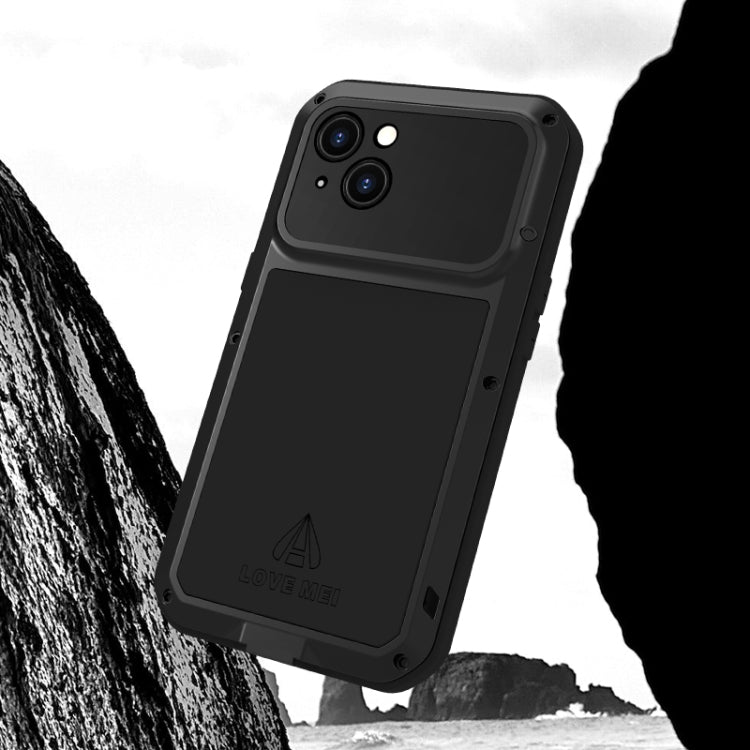 For iPhone 15 LOVE MEI Metal Shockproof Life Waterproof Dustproof Phone Case(Black) - iPhone 15 Cases by LOVE MEI | Online Shopping South Africa | PMC Jewellery