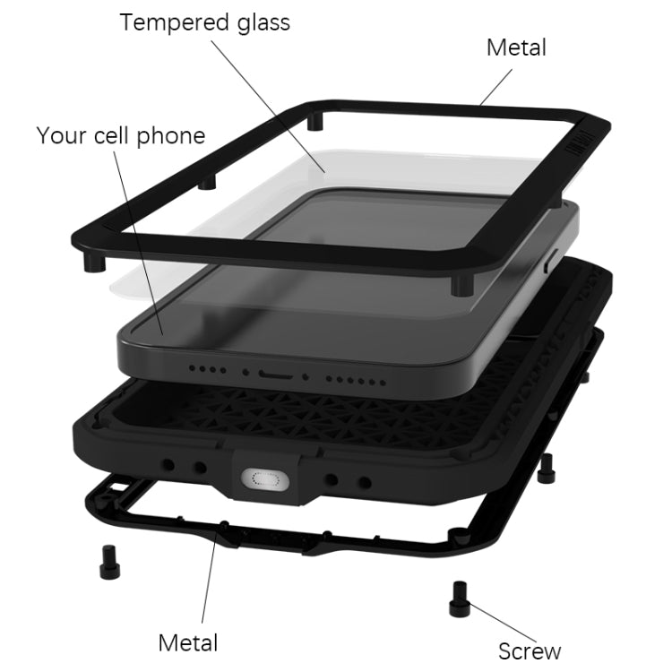 For iPhone 15 LOVE MEI Metal Shockproof Life Waterproof Dustproof Phone Case(White) - free shipping - PMC TechLife - Order now!