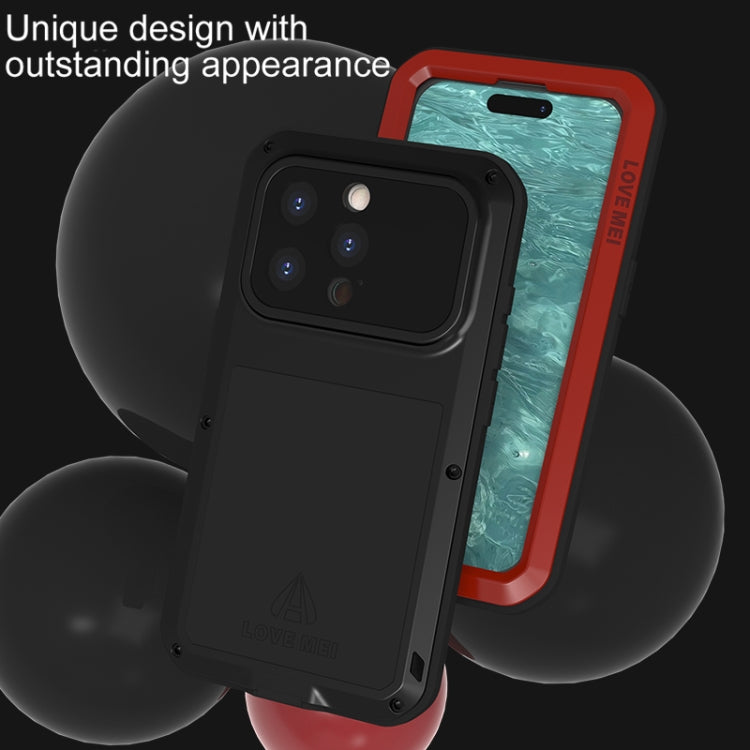 For iPhone 15 Pro LOVE MEI Metal Shockproof Life Waterproof Dustproof Phone Case(Red) - iPhone 15 Pro Cases by LOVE MEI | Online Shopping South Africa | PMC Jewellery