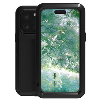 For iPhone 16 Pro Max LOVE MEI Metal Shockproof Life Waterproof Dustproof Phone Case(Black) - iPhone 16 Pro Max Tempered Glass by LOVE MEI | Online Shopping South Africa | PMC Jewellery | Buy Now Pay Later Mobicred